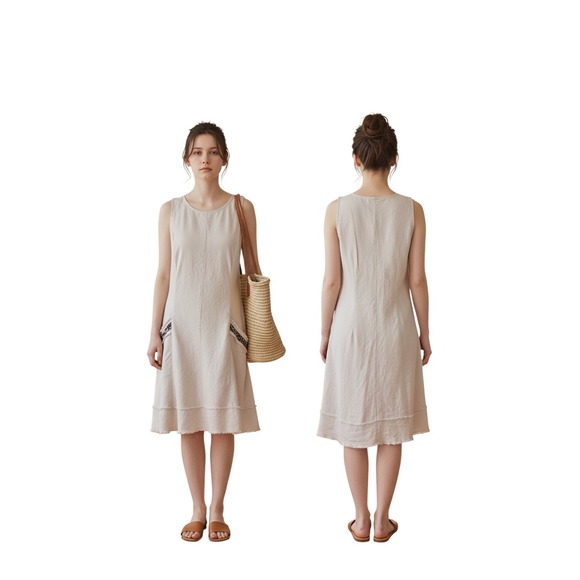 Roz & Ali Dresses & Skirts - Roz & Ali Khaki Beige Linen Blend Leopard Pocket Shift Dress Size 10. Pockets.